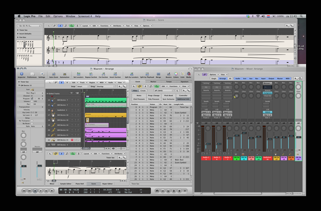 computerscherm Logic muziekprogramma